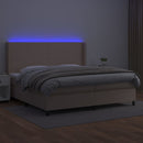 vidaXL cappuccino színű műbőr rugós ágy matraccal és LED-del 200x200cm