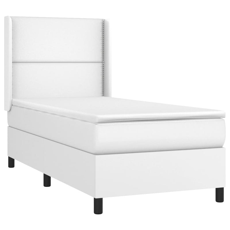 vidaXL fehér műbőr rugós ágy matraccal és LED-del 80 x 200 cm