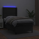 vidaXL fekete műbőr rugós ágy matraccal és LED-del 90x190 cm