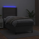 vidaXL szürke műbőr rugós ágy matraccal és LED-del 90x190 cm