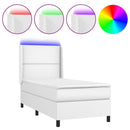vidaXL fehér műbőr rugós ágy matraccal és LED-del 100x200 cm