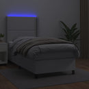 vidaXL fehér műbőr rugós ágy matraccal és LED-del 100x200 cm