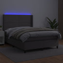 vidaXL szürke műbőr rugós ágy matraccal és LED-del 140x190 cm