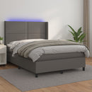 vidaXL szürke műbőr rugós ágy matraccal és LED-del 140x190 cm