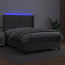 vidaXL szürke műbőr rugós ágy matraccal és LED-del 140x200 cm