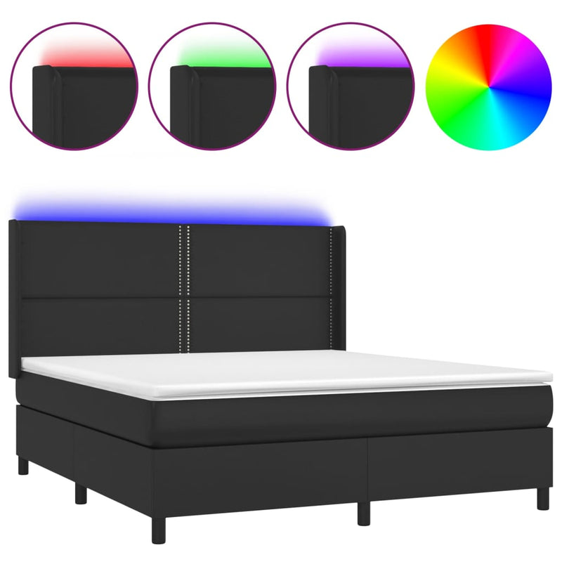 vidaXL fehér műbőr rugós ágy matraccal és LED-del 180x200 cm