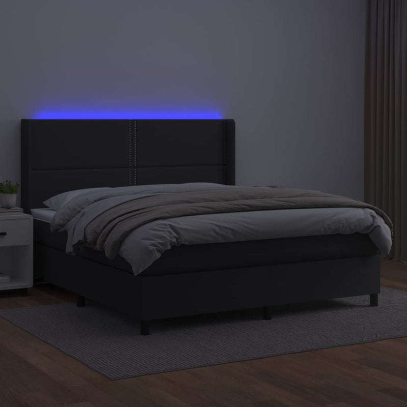 vidaXL fehér műbőr rugós ágy matraccal és LED-del 180x200 cm
