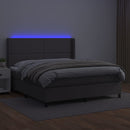 vidaXL szürke műbőr rugós ágy matraccal és LED-del 180x200 cm