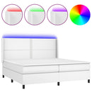 vidaXL fehér műbőr rugós ágy matraccal és LED-del 200x200 cm