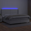 vidaXL fehér műbőr rugós ágy matraccal és LED-del 200x200 cm