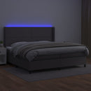 vidaXL szürke műbőr rugós ágy matraccal és LED-del 200x200 cm