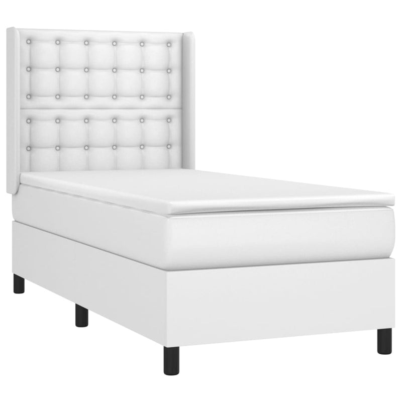 vidaXL fehér műbőr rugós ágy matraccal és LED-del 80 x 200 cm