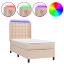 vidaXL cappuccino színű műbőr rugós ágy matraccal és LED-del 80x200 cm