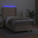 vidaXL cappuccino színű műbőr rugós ágy matraccal és LED-del 80x200 cm