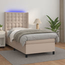 vidaXL cappuccino színű műbőr rugós ágy matraccal és LED-del 80x200 cm