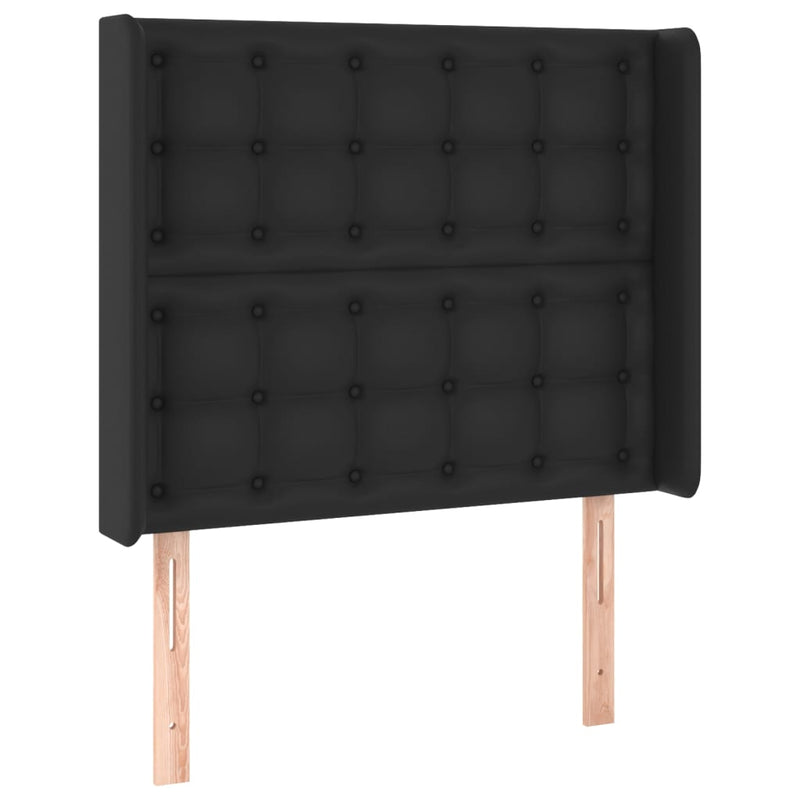 vidaXL fekete műbőr rugós ágy matraccal és LED-del 90x190 cm