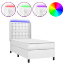 vidaXL fehér műbőr rugós ágy matraccal és LED-del 90x190 cm