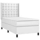 vidaXL fehér műbőr rugós ágy matraccal és LED-del 90x190 cm