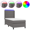 vidaXL szürke műbőr rugós ágy matraccal és LED-del 90x190 cm