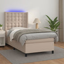 vidaXL cappuccino színű műbőr rugós ágy matraccal és LED-del 90x190 cm