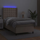 vidaXL cappuccino színű műbőr rugós ágy matraccal és LED-del 100x200cm
