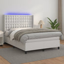 vidaXL fehér műbőr rugós ágy matraccal és LED-del 140x190 cm