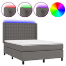 vidaXL szürke műbőr rugós ágy matraccal és LED-del 140x190 cm