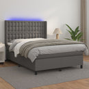 vidaXL szürke műbőr rugós ágy matraccal és LED-del 140x190 cm