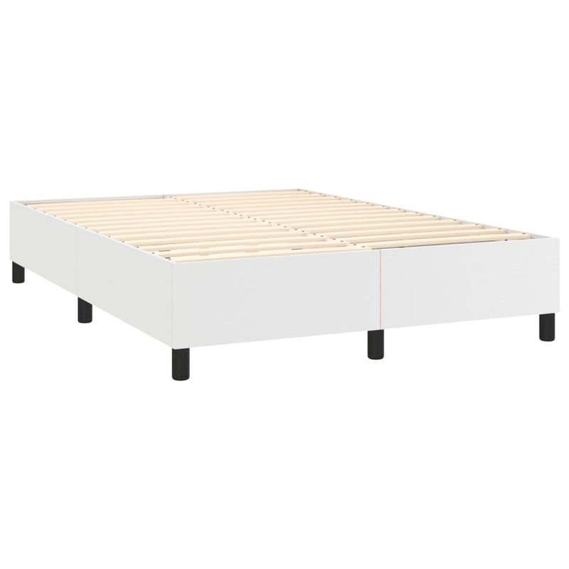vidaXL fehér műbőr rugós ágy matraccal és LED-del 140x200 cm
