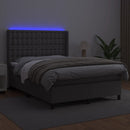 vidaXL szürke műbőr rugós ágy matraccal és LED-del 140x200 cm