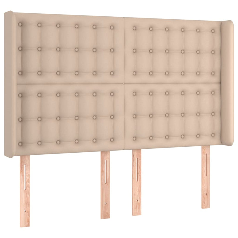 vidaXL cappuccino színű műbőr rugós ágy matraccal és LED-del 140x200cm