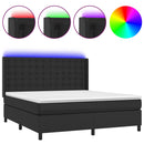 vidaXL fekete műbőr rugós ágy matraccal és LED-del 160x200 cm