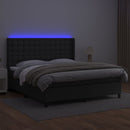 vidaXL fekete műbőr rugós ágy matraccal és LED-del 160x200 cm