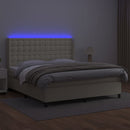 vidaXL krémszínű műbőr rugós ágy matraccal és LED-del 160x200 cm