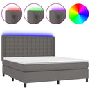 vidaXL szürke műbőr rugós ágy matraccal és LED-del 160x200 cm