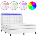 vidaXL fehér műbőr rugós ágy matraccal és LED-del 180x200 cm