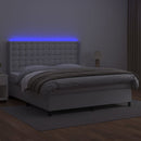 vidaXL fehér műbőr rugós ágy matraccal és LED-del 180x200 cm