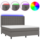 vidaXL szürke műbőr rugós ágy matraccal és LED-del 180x200 cm