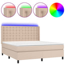 vidaXL cappuccino színű műbőr rugós ágy matraccal és LED-del 180x200cm