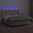 vidaXL cappuccino színű műbőr rugós ágy matraccal és LED-del 180x200cm