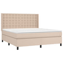 vidaXL cappuccino színű műbőr rugós ágy matraccal és LED-del 180x200cm