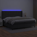 vidaXL fehér műbőr rugós ágy matraccal és LED-del 200x200 cm