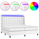 vidaXL fehér műbőr rugós ágy matraccal és LED-del 200x200 cm