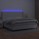 vidaXL fehér műbőr rugós ágy matraccal és LED-del 200x200 cm