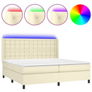 vidaXL krémszínű műbőr rugós ágy matraccal és LED-del 200x200 cm