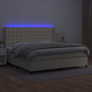 vidaXL krémszínű műbőr rugós ágy matraccal és LED-del 200x200 cm
