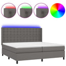 vidaXL szürke műbőr rugós ágy matraccal és LED-del 200x200 cm