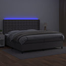 vidaXL szürke műbőr rugós ágy matraccal és LED-del 200x200 cm
