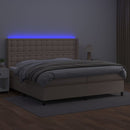 vidaXL cappuccino színű műbőr rugós ágy matraccal és LED-del 200x200cm
