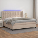 vidaXL cappuccino színű műbőr rugós ágy matraccal és LED-del 200x200cm